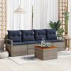 vidaXL Garden Sofa Set with Cushion 5 pcs Grey Poly rattan