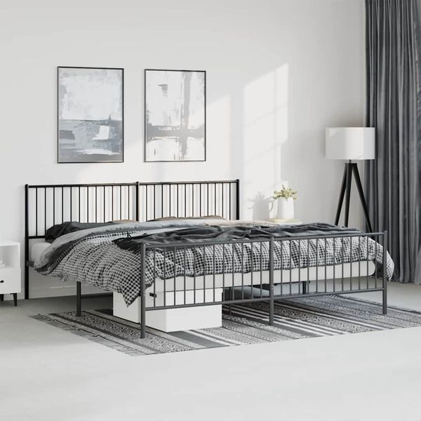 vidaXL Metal Bed Frame without Mattress with Footboard Black 193x203cm