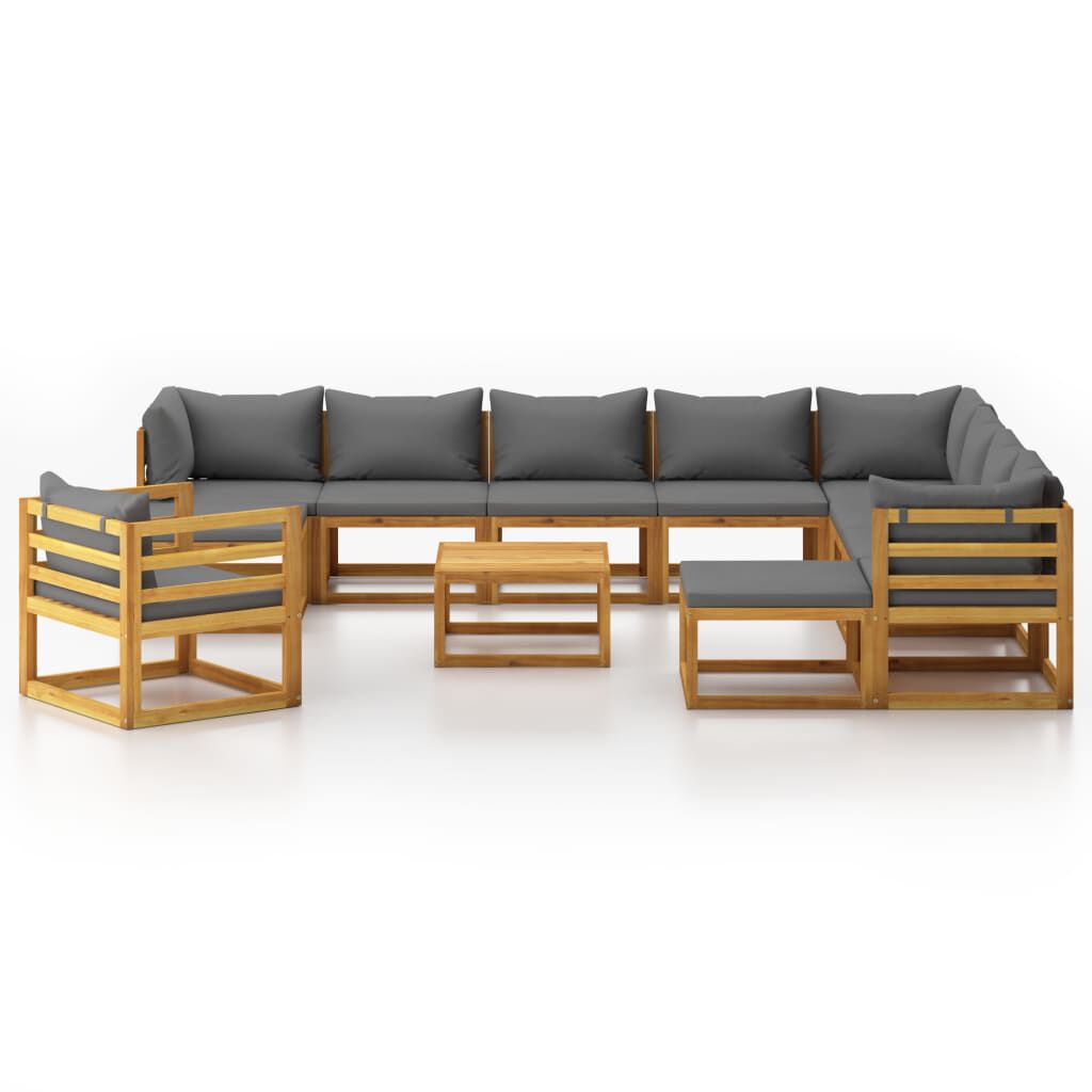 vidaXL 12 Piece Garden Lounge Set with Cushion Solid Acacia Wood
