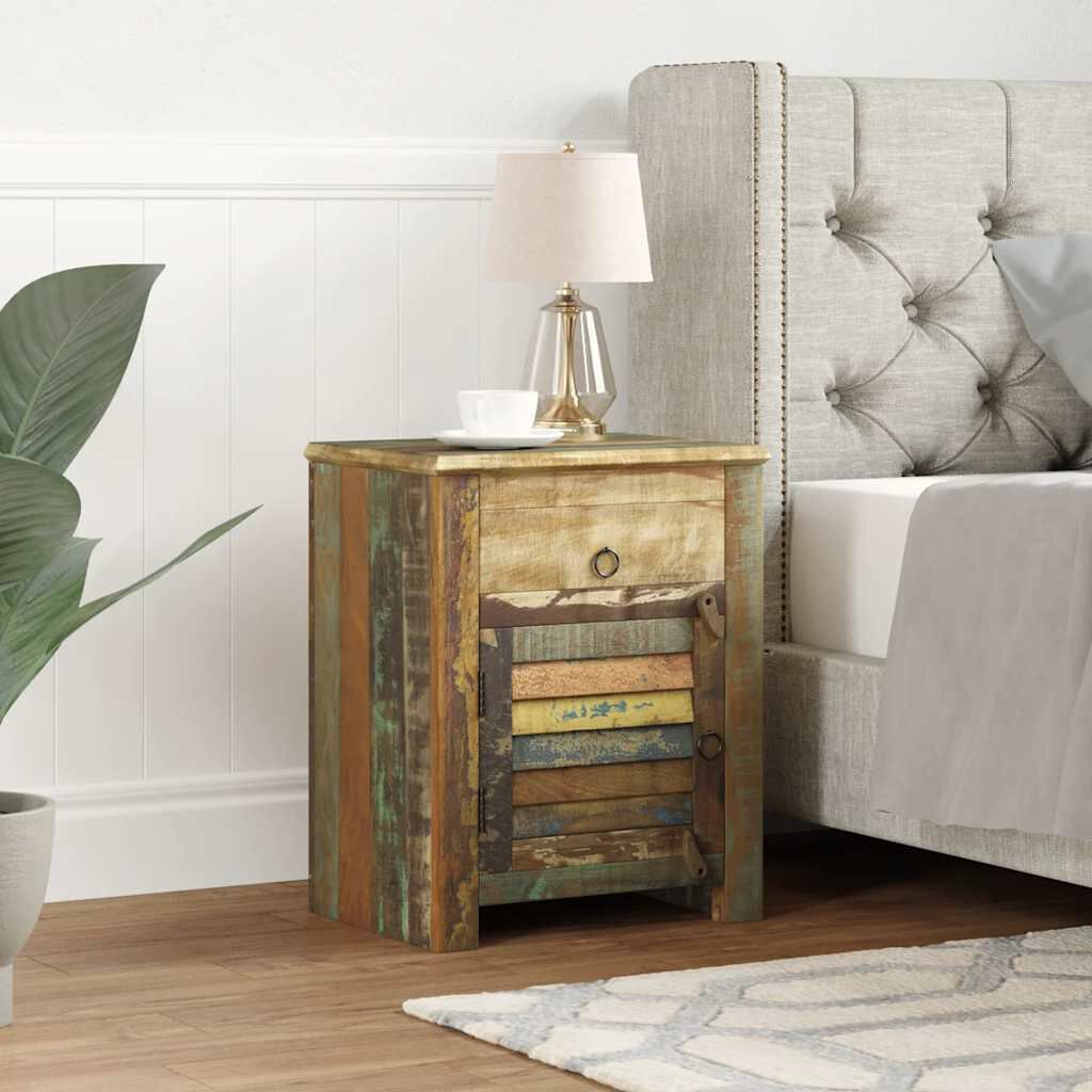 vidaXL End Table with 1 Drawer 1 Door Reclaimed Wood