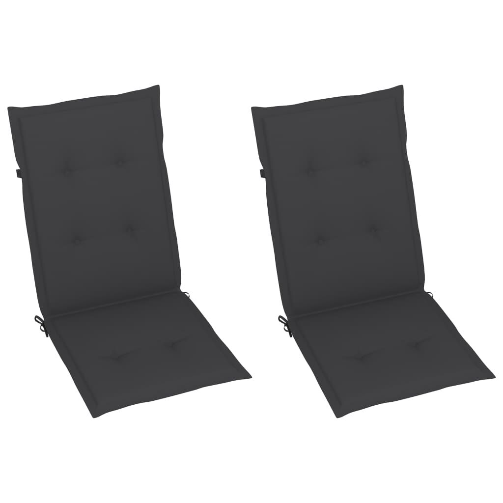 vidaXL Garden Chairs 2 pcs with Anthracite Cushions Solid Teak Wood
