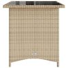 vidaXL Garden Table with Glass Top Beige 110x68x70 cm Poly Rattan