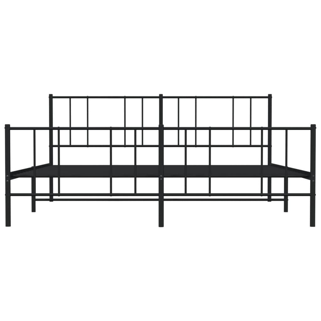 vidaXL Metal Bed Frame without Mattress with Footboard Black 183x213cm