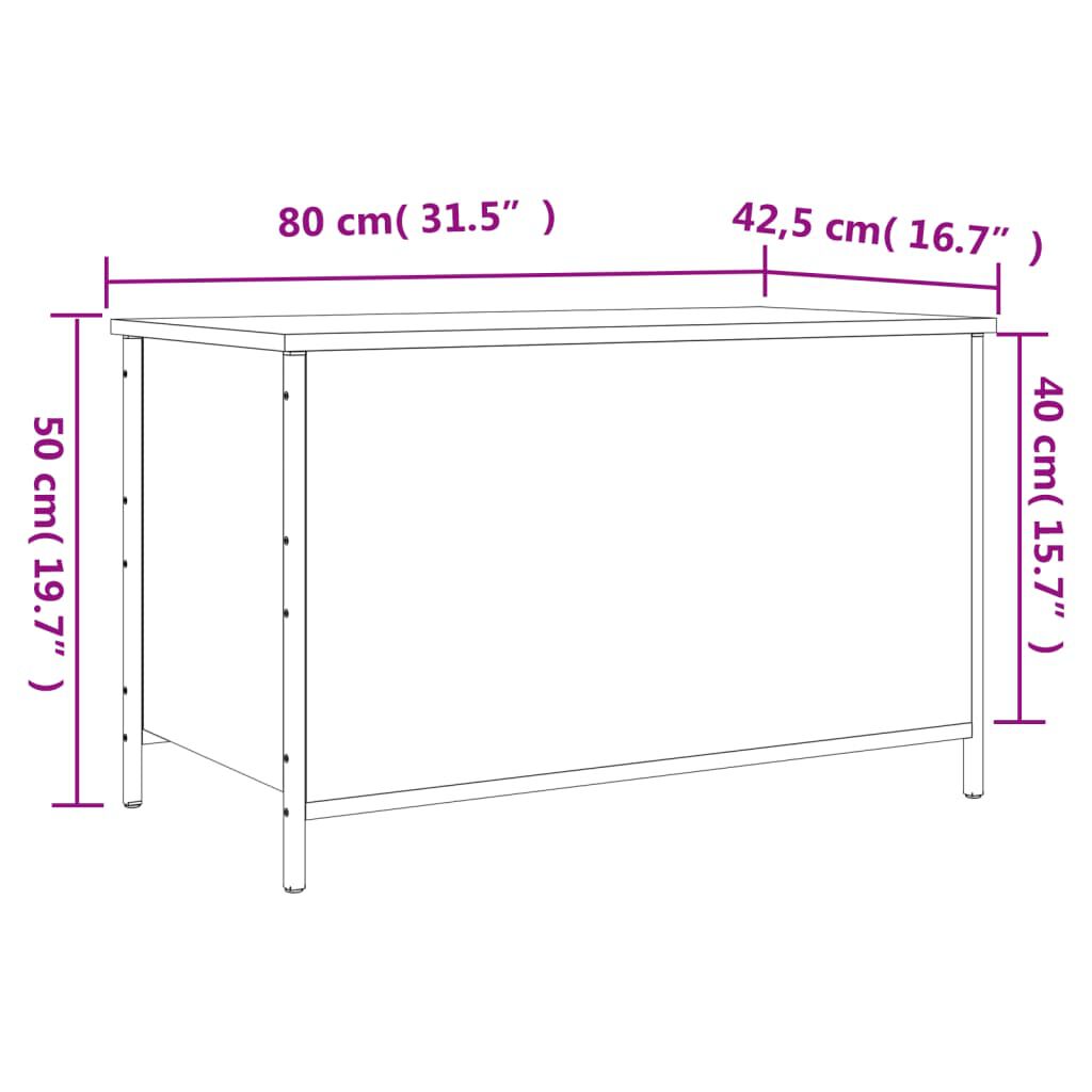 vidaXL Storage Bench Smoked Oak 80x42.5x50 cm Engineered Wood