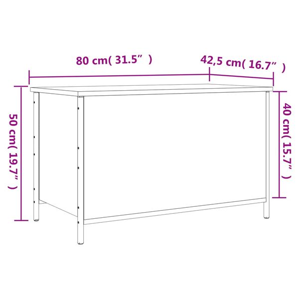 vidaXL Storage Bench Smoked Oak 80x42.5x50 cm Engineered Wood
