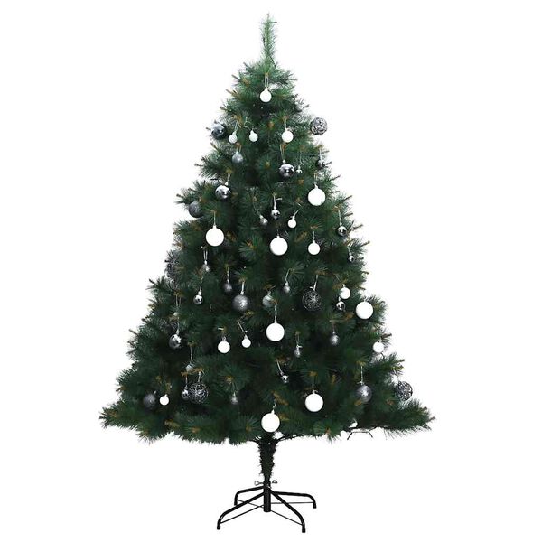 vidaXL Artificial Hinged Christmas Tree 300 LEDs & Ball Set 210 cm