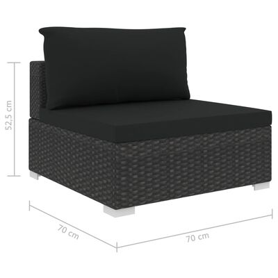 vidaXL 8 Piece Garden Lounge Set with Cushions Poly Rattan Black