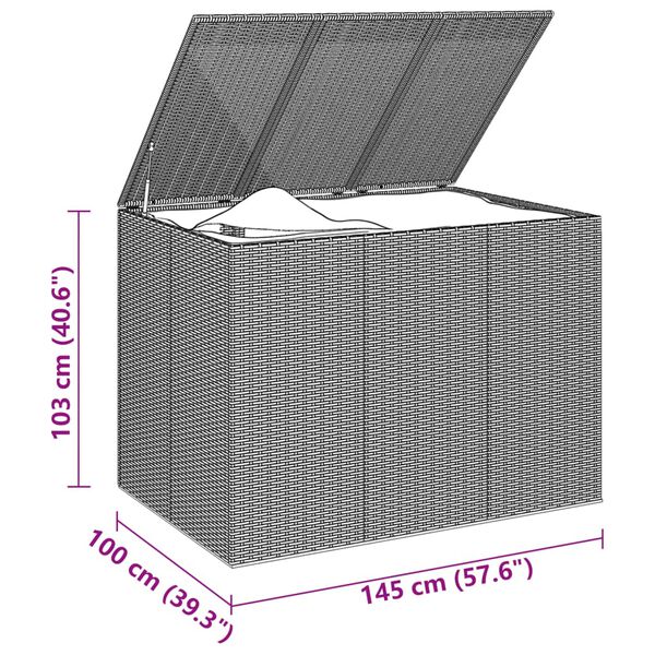 vidaXL Garden Cushion Box PE Rattan 145x100x103 cm Black