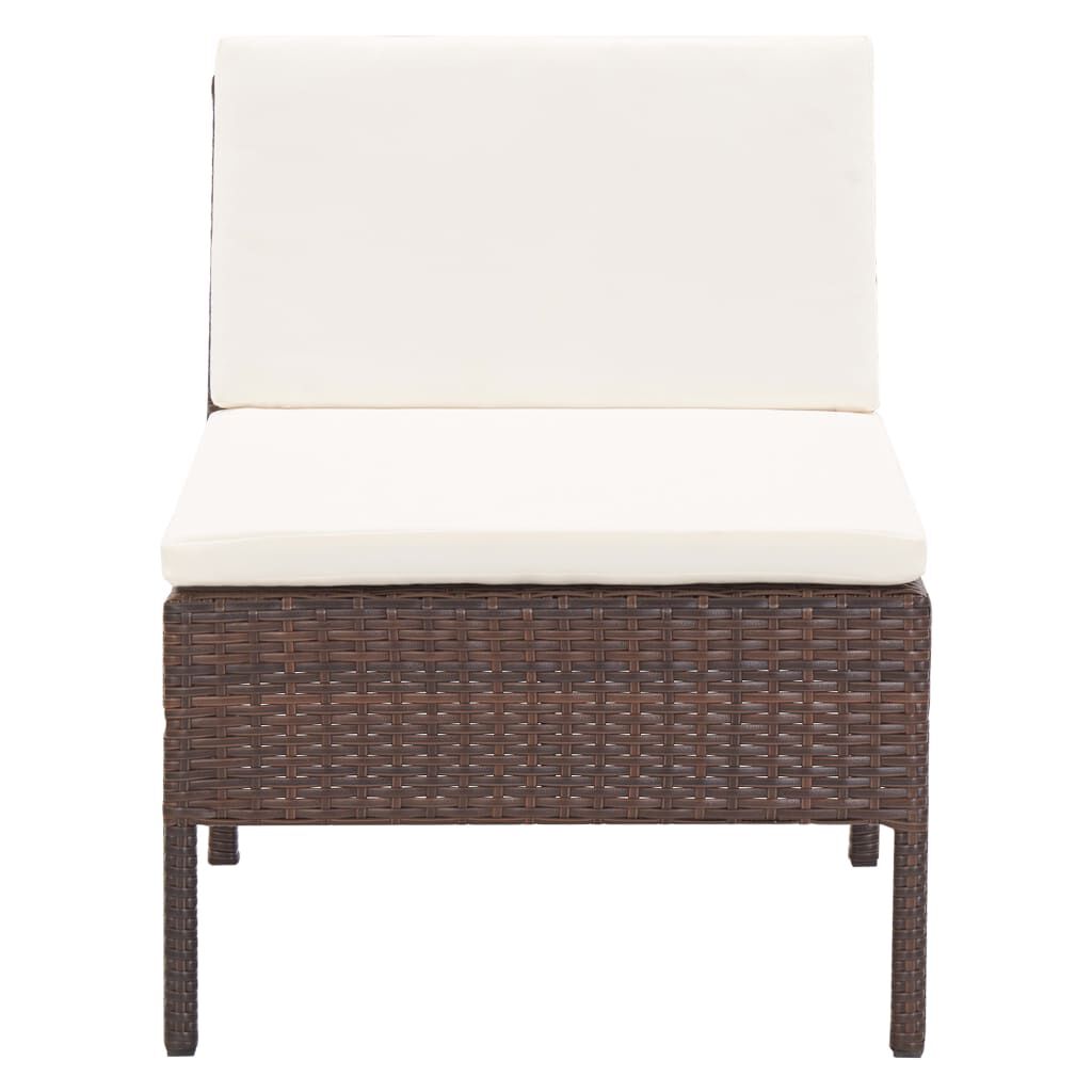 vidaXL 6 Piece Garden Lounge Set with Cushions Poly Rattan Brown