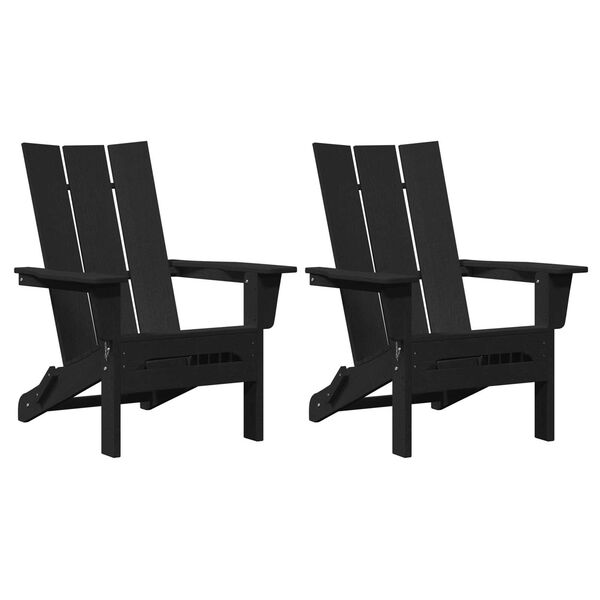 vidaXL Foldable Adirondack Chairs 2 pcs Black 74.5x80.5x90 cm HDPE