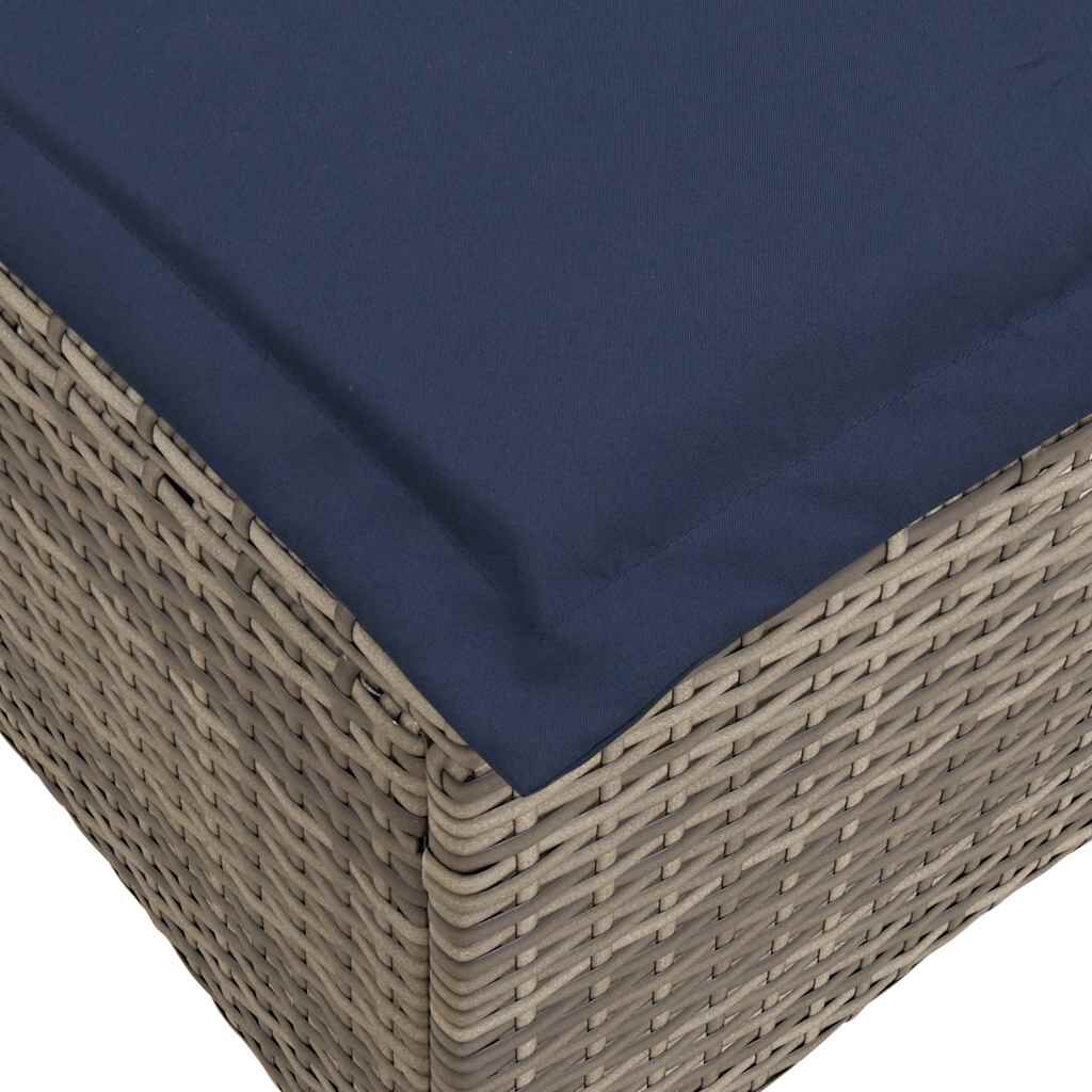 vidaXL Garden Stools with Cushions 2 pcs Grey 55x55x36 cm Poly Rattan