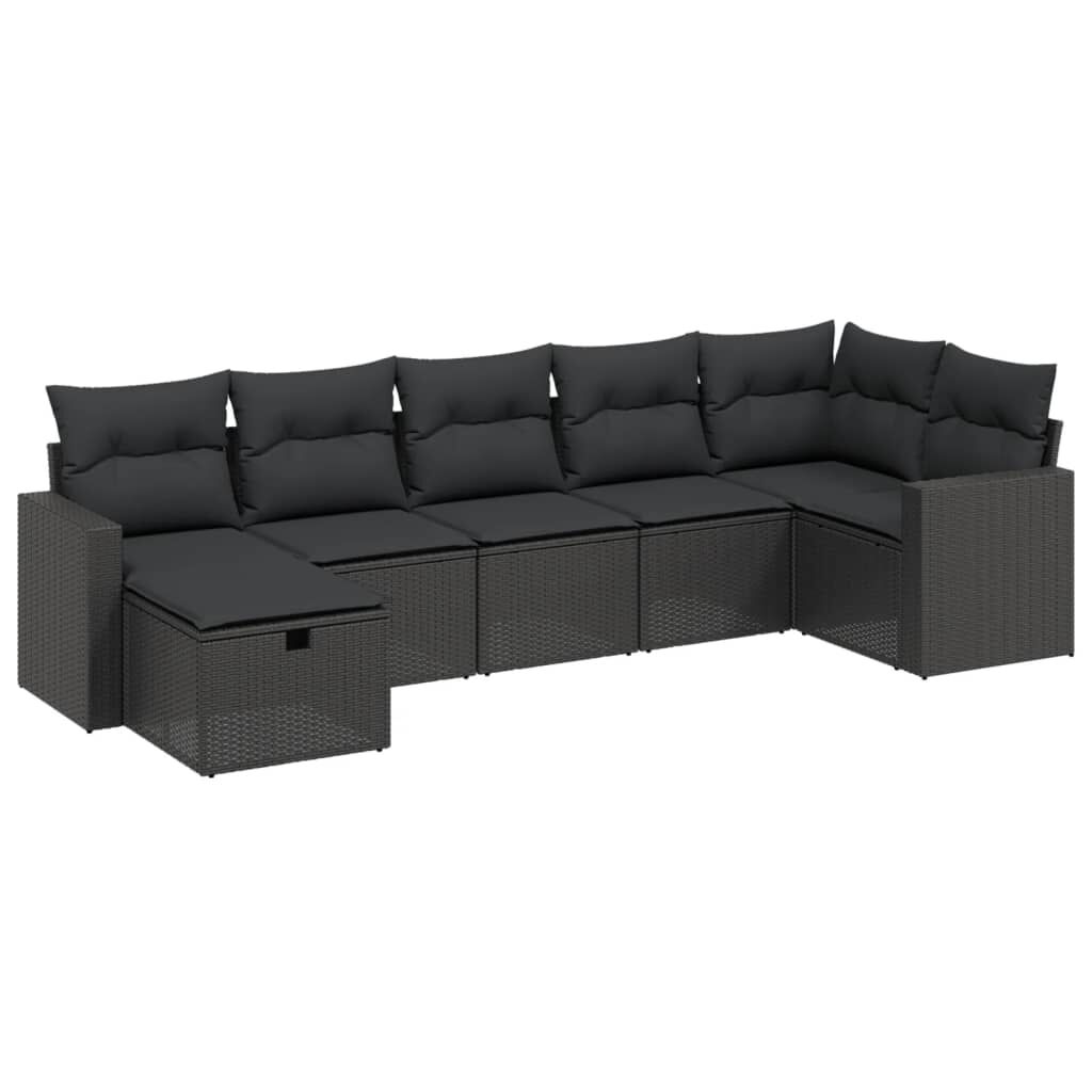 vidaXL 8 Piece Garden Sofa Set with Cushions Beige Poly Rattan