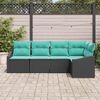 vidaXL Garden Sofa Set 5 pcs Black and Turquoise Poly Rattan
