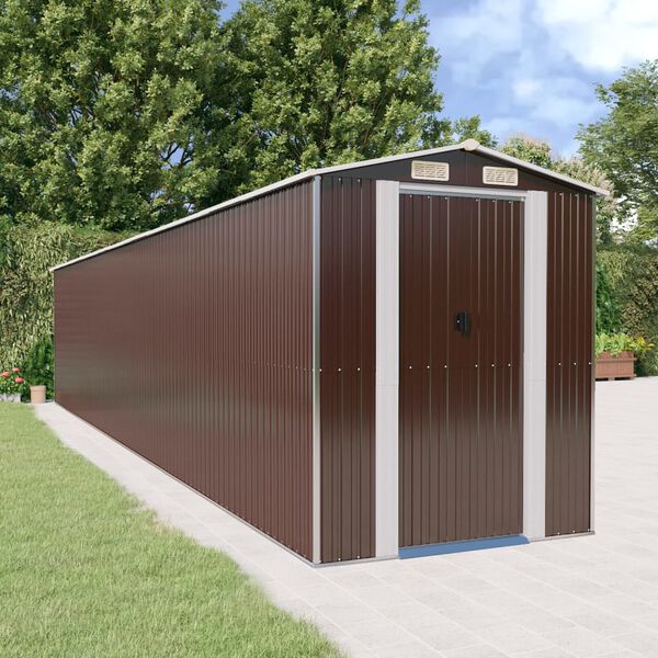 vidaXL Garden Shed Dark Brown 192x1021x223 cm Galvanised Steel
