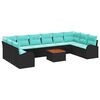 vidaXL Garden Sofa Set 11 pcs Black and turquoise