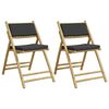 vidaXL 2 Piece Folding Bistro Chairs with Dark Grey Cushions Bamboo
