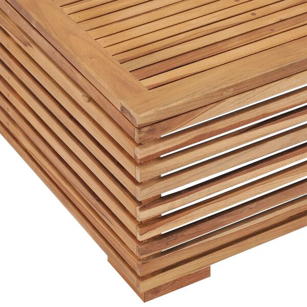 vidaXL Garden Table and Footrest Set & Cream Cushion Solid Teak Wood