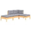vidaXL 4 Piece Garden Lounge Set with Grey Cushions Solid Pinewood