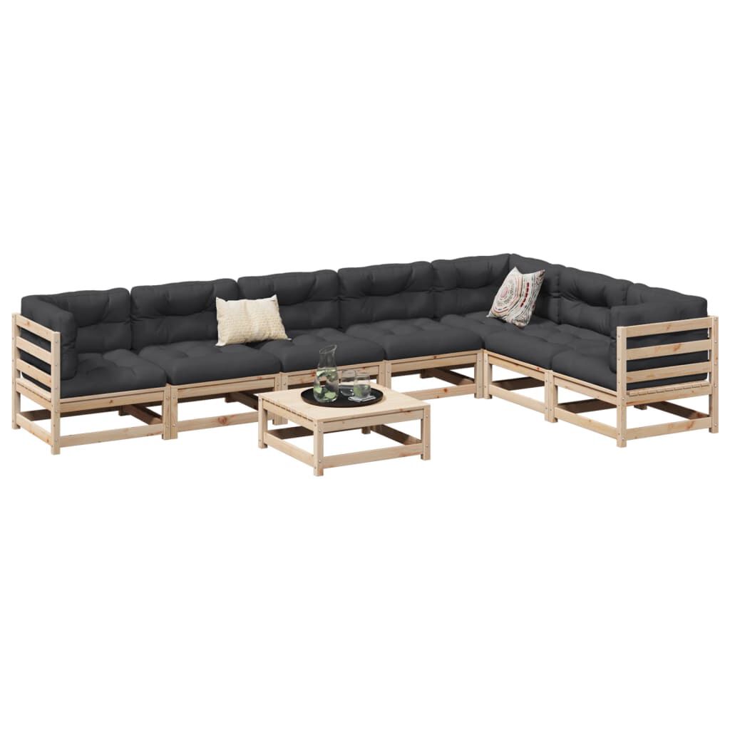 vidaXL 8 Piece Garden Sofa Set with Cushions Solid Wood Pine