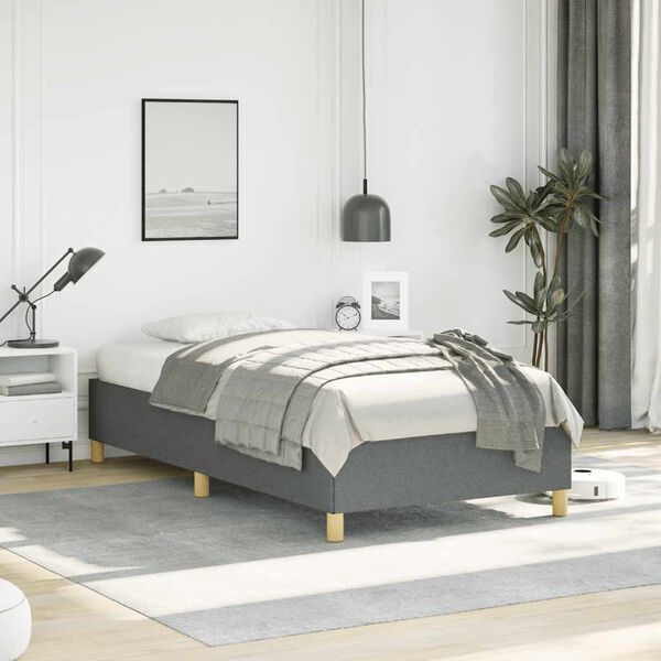 vidaXL Bed Frame without Mattress Dark Grey 100x203 cm Fabric
