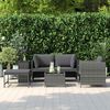 vidaXL 4 Piece Garden Sofa Set with Cushions Poly Rattan Grey