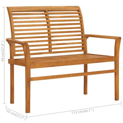 vidaXL Garden Bench with Red Cushion 112 cm Solid Teak Wood