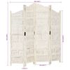 vidaXL Hand carved 4-Panel Room Divider White 160x165 cm Solid Mango Wood