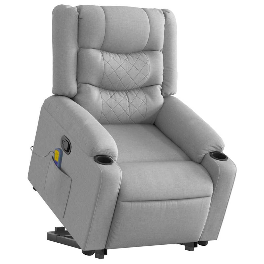 vidaXL Stand up Massage Recliner Chair Light Grey Fabric
