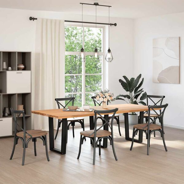 vidaXL Dining Table Legs V-Shape 2 pcs Black 70x(72-73.3) cm Steel