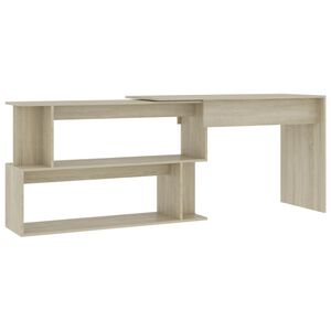 vidaXL Corner Desk Sonoma Oak 200x50x76 cm Engineered Wood