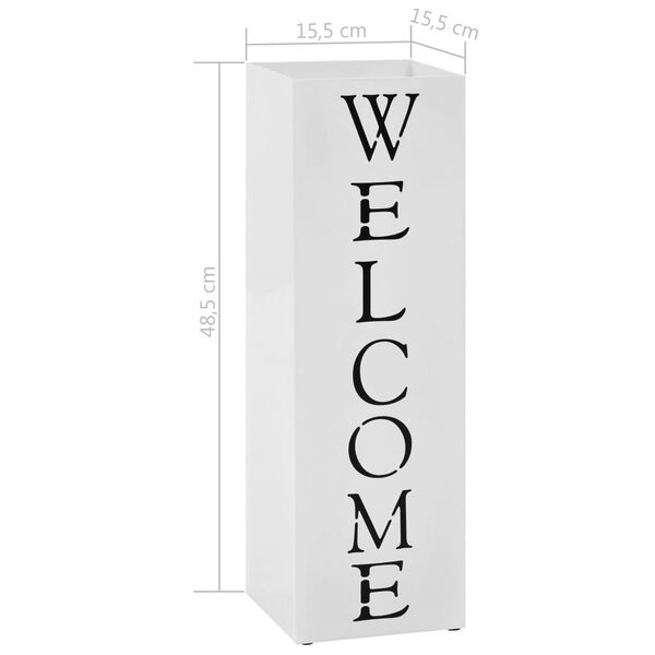 vidaXL Umbrella Stand Welcome Steel White