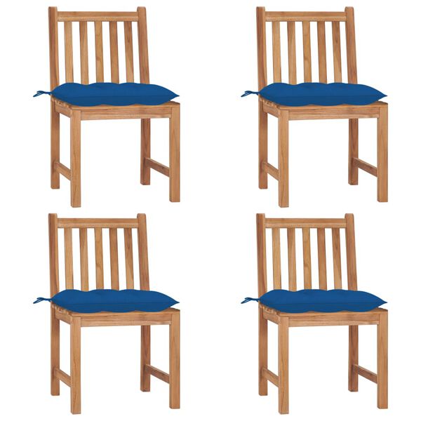 vidaXL Garden Chairs 4 pcs with Cushions Solid Teak Wood