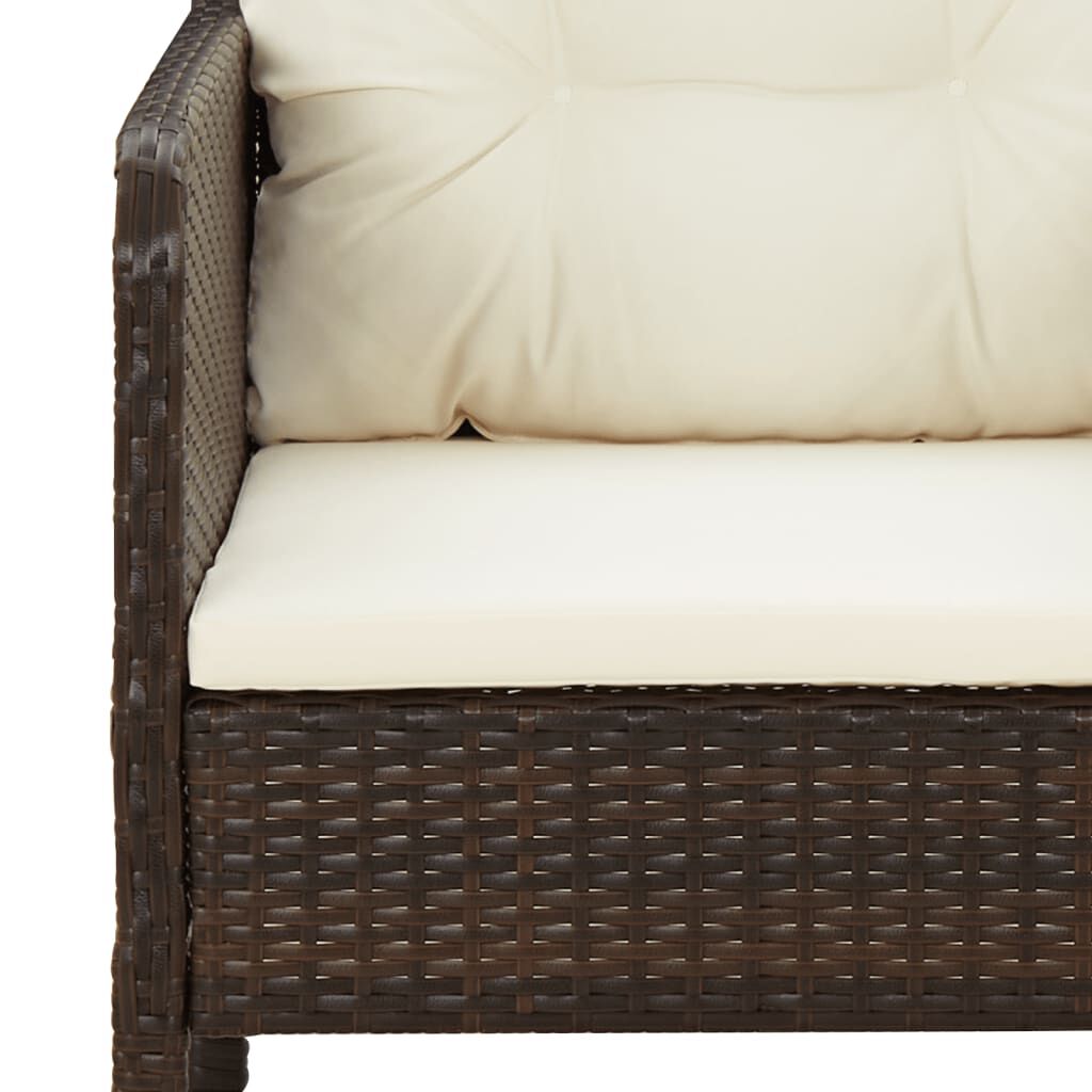 vidaXL 2 Piece Garden Lounge Set with Cushions Brown Poly Rattan