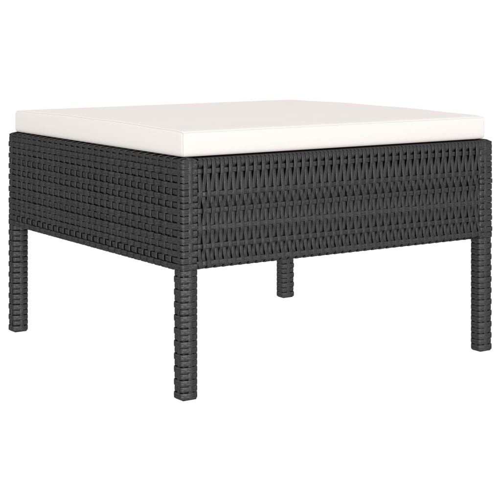 vidaXL 6 Piece Garden Lounge Set with Cushions Poly Rattan Black