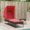 vidaXL Sun Lounger with Canopy Brown Poly Rattan