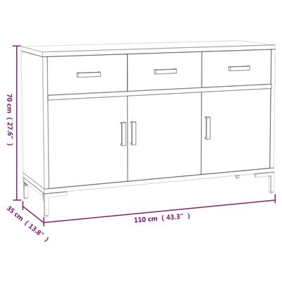 vidaXL Sideboard Black 110x35x70 cm Solid Pinewood