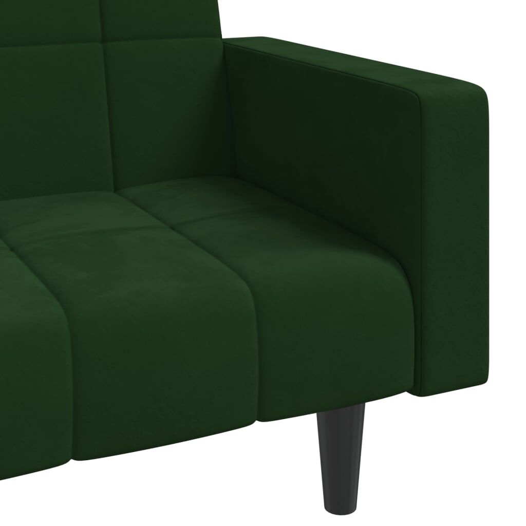 vidaXL 2-Seater Sofa Bed with Two Pillows Dark Green Velvet