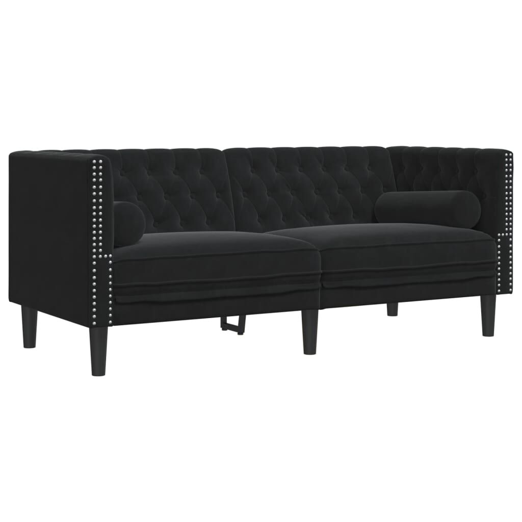 vidaXL 3 Piece Chesterfield Sofa Set with Bolsters Black Velvet