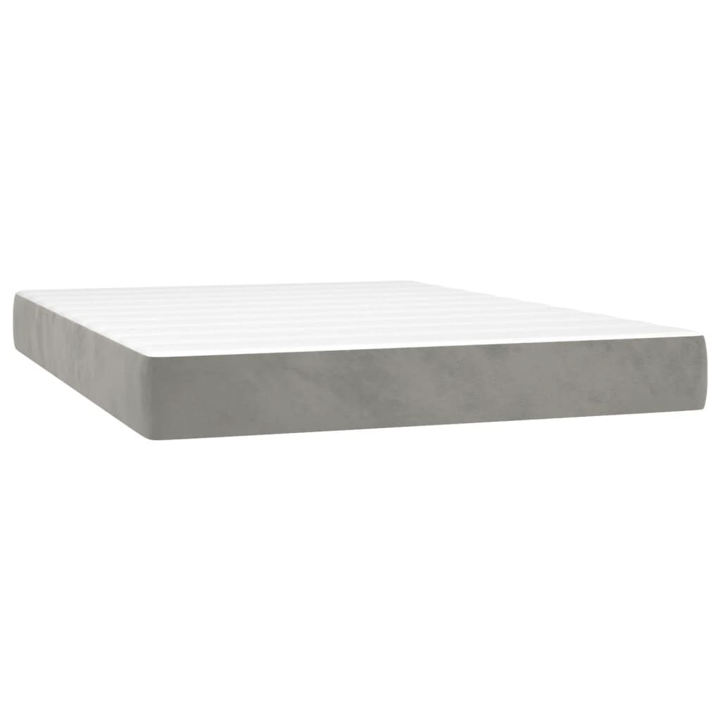 vidaXL Box Spring Bed with Mattress Light Grey 152x203 cm Queen Velvet