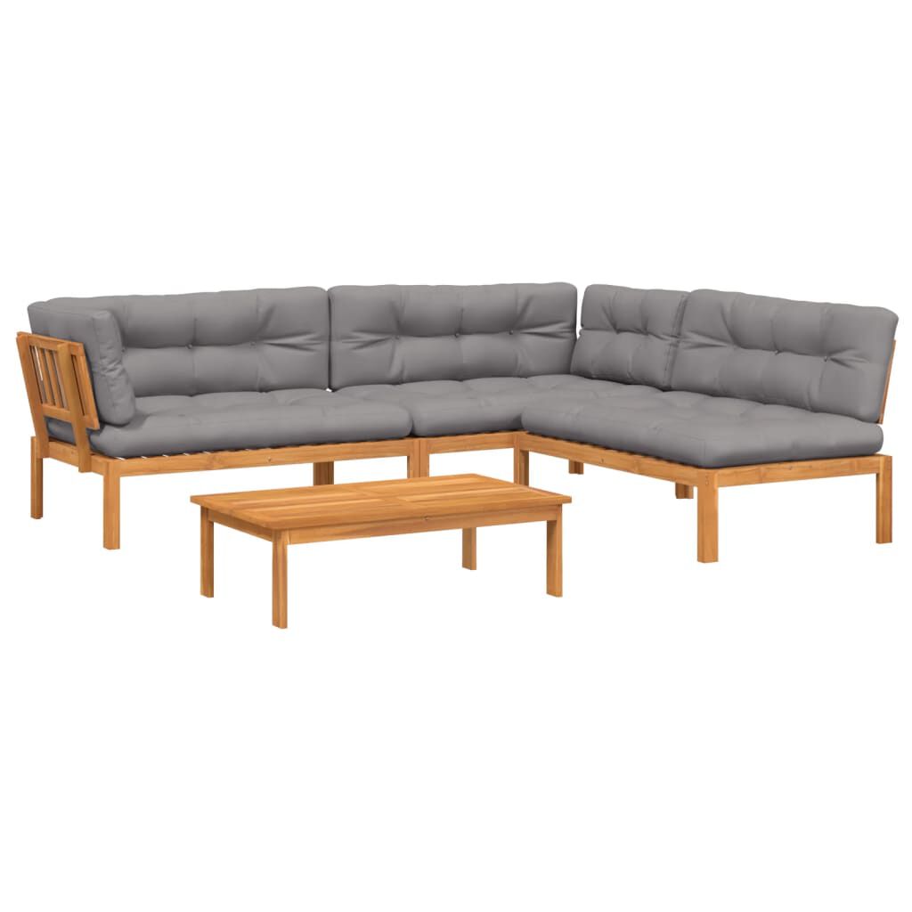 vidaXL 4 Piece Garden Pallet Sofa Set with Cushions Solid Wood Acacia