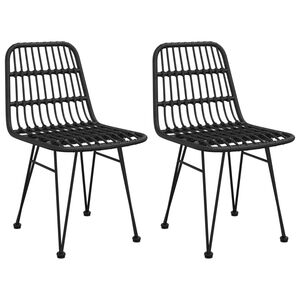 vidaXL Garden Chairs 2 pcs Black 48x62x84 cm PE Rattan