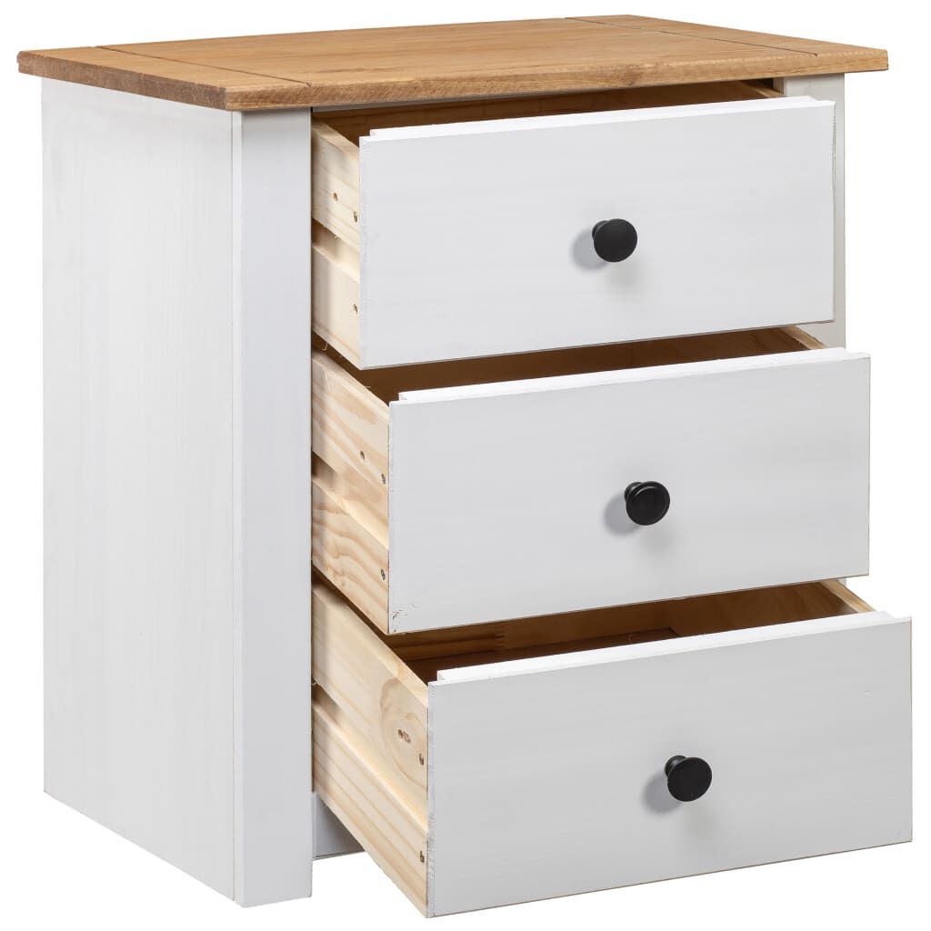 vidaXL Bedside Cabinet White 46x40x57 cm Pinewood Panama Range