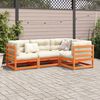 vidaXL 4 Piece Garden Sofa Set with Cushions Wax Brown Solid Wood Pine
