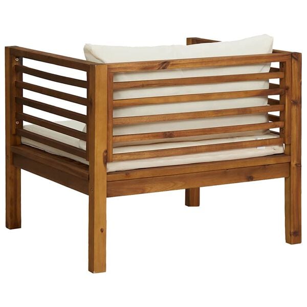 vidaXL Garden Chair with Cream White Cushions Solid Acacia Wood