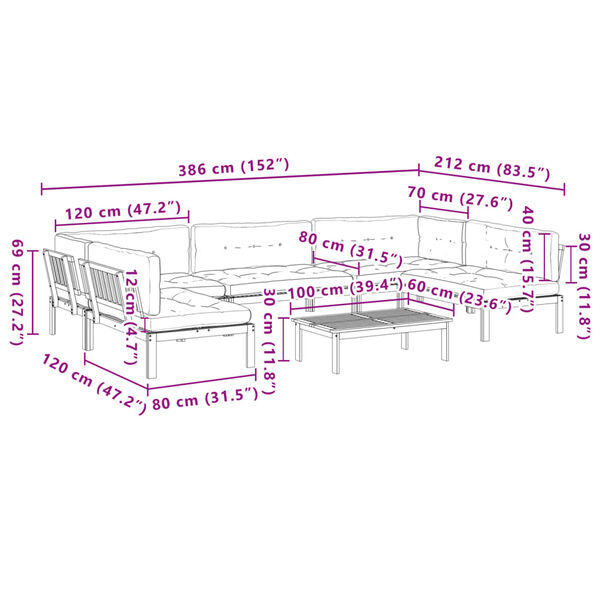 vidaXL 6 Piece Garden Pallet Sofa Set with Cushions Solid Wood Acacia