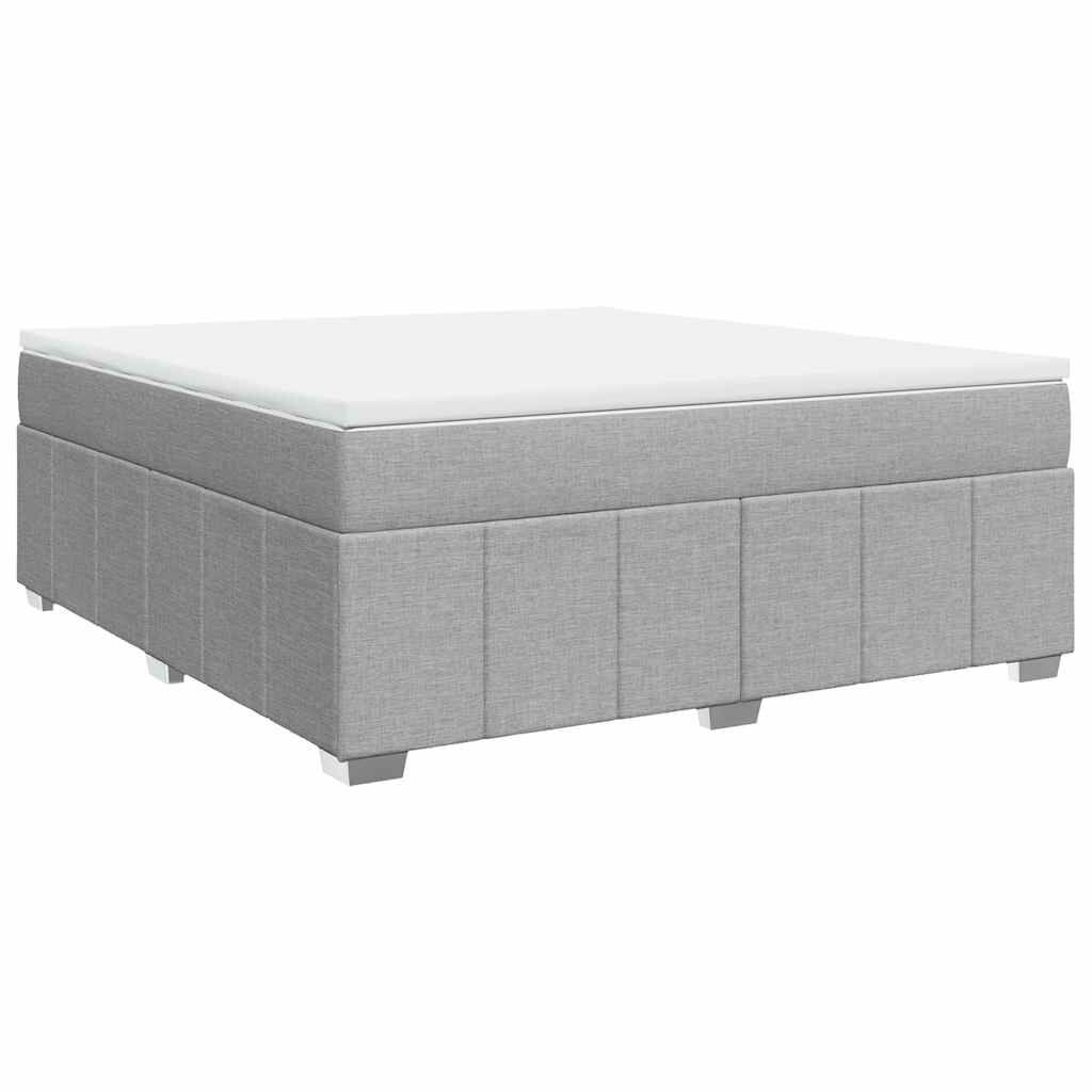 vidaXL Box Spring Bed with Mattress Light Grey California King Fabric