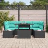vidaXL Sofa Set with Cushion Manual 7 pcs Black and Blue Poly Rattan