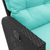 vidaXL Reclining Garden Sofa with Cushions L-shaped Black Poly Rattan