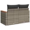 vidaXL Garden Sofa with Cushions 2-Seater Grey Poly Rattan