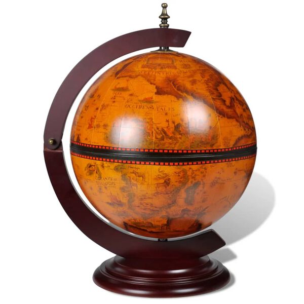 vidaXL Tabletop Globe Bar Wine Stand Wood